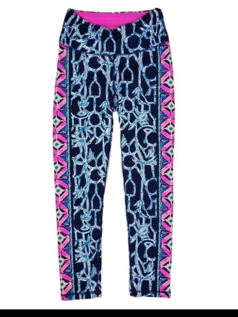 Lilly Pulitzer Luxletic Leggings Lucky Bamboo Print Women’s XL 25”